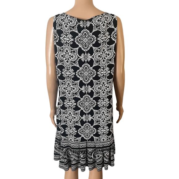 White House Black Market Dress Womens Large Black White Sleeveless Shift A-Line - Picture 3 of 11